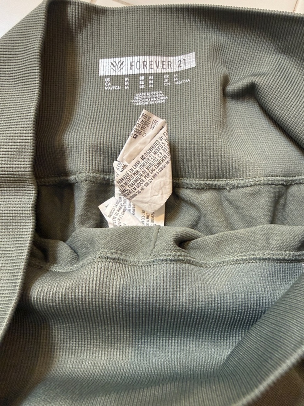 Forever 21 Ribbed High-Waist Bike Shorts — Sage Green - Picture 2 of 3